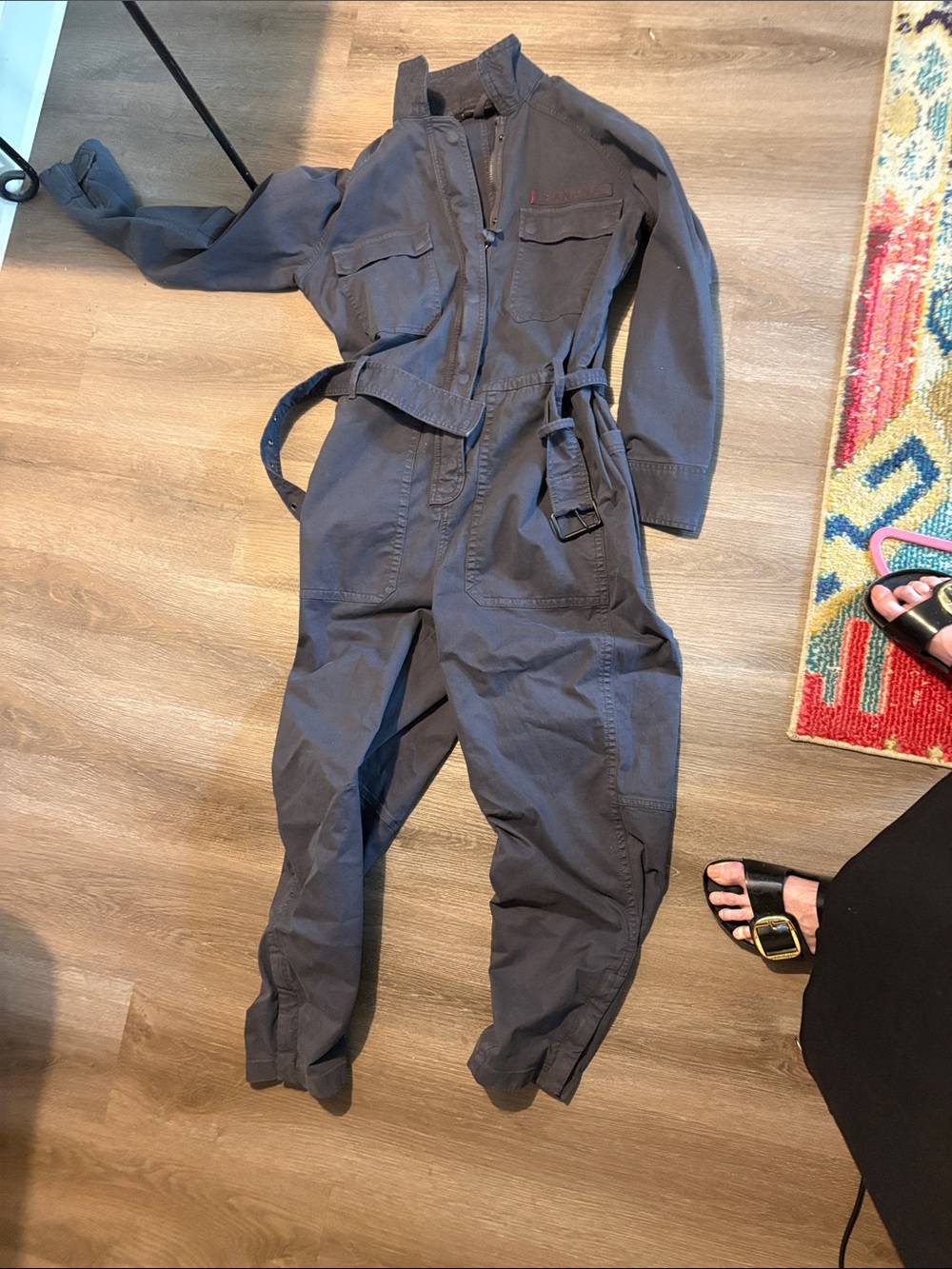 Banana Republic Charcoal Utility Jumpsuit with Self Tie Belt